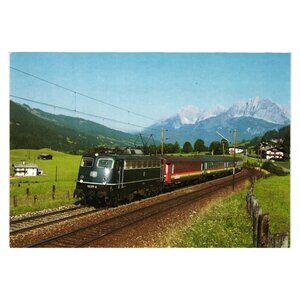 German Electric Locomotive Postcard 1103779 1985 Photography Alpine Train Art